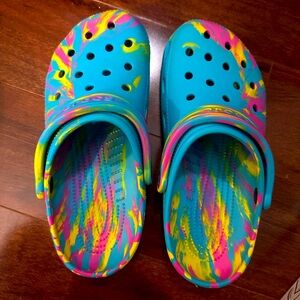 Big kids tie dye crocs